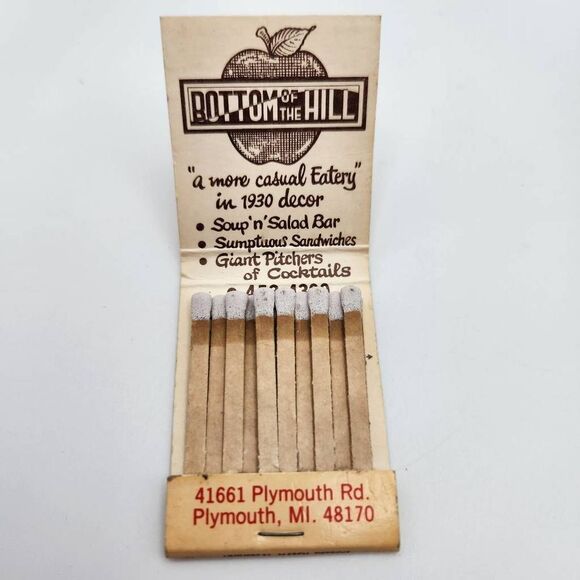 Vintage Matchbook The Hillside Restaurant Plymouth Michigan Memorabilia - Picture 3 of 3